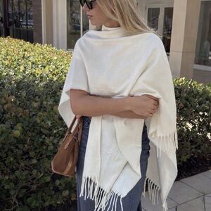 Lightweight White Fringe Scarf